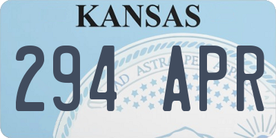 KS license plate 294APR