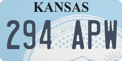 KS license plate 294APW