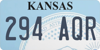 KS license plate 294AQR