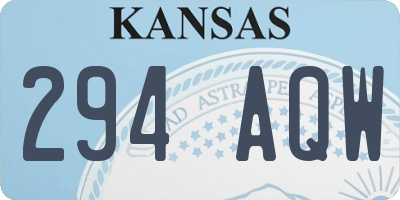 KS license plate 294AQW