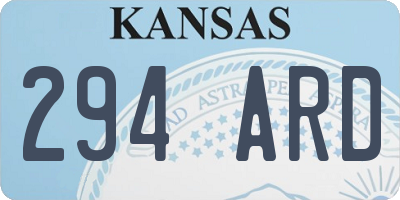 KS license plate 294ARD