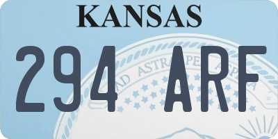 KS license plate 294ARF