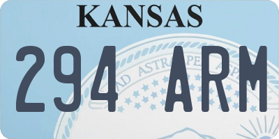 KS license plate 294ARM