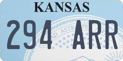 KS license plate 294ARR