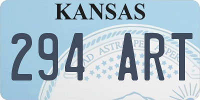 KS license plate 294ART