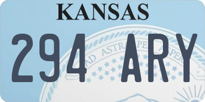 KS license plate 294ARY