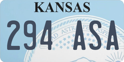 KS license plate 294ASA