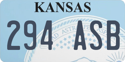 KS license plate 294ASB