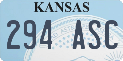 KS license plate 294ASC