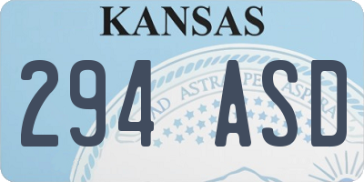 KS license plate 294ASD