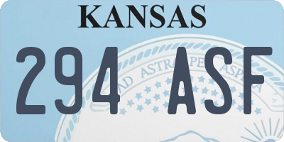 KS license plate 294ASF