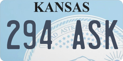 KS license plate 294ASK