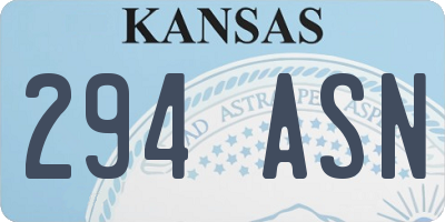KS license plate 294ASN