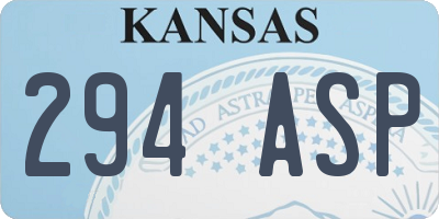 KS license plate 294ASP