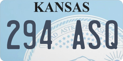 KS license plate 294ASQ