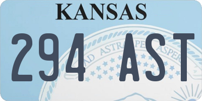KS license plate 294AST