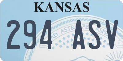 KS license plate 294ASV