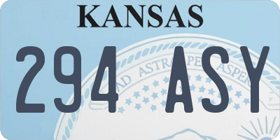 KS license plate 294ASY