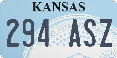 KS license plate 294ASZ