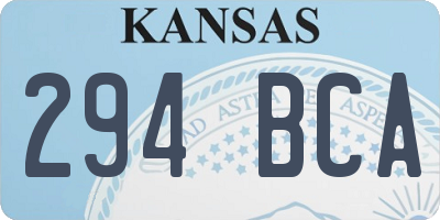 KS license plate 294BCA