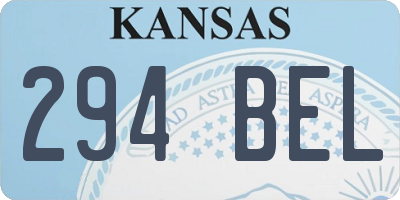 KS license plate 294BEL