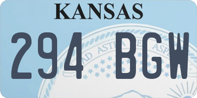 KS license plate 294BGW