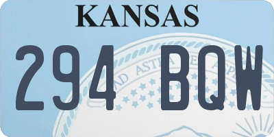 KS license plate 294BQW