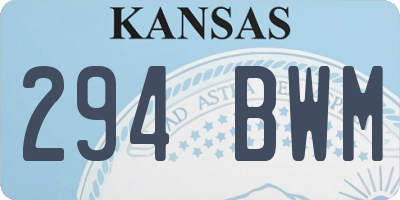 KS license plate 294BWM