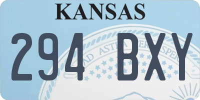 KS license plate 294BXY