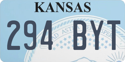 KS license plate 294BYT