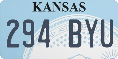 KS license plate 294BYU