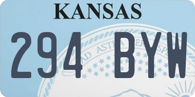 KS license plate 294BYW
