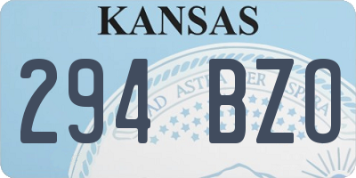 KS license plate 294BZO