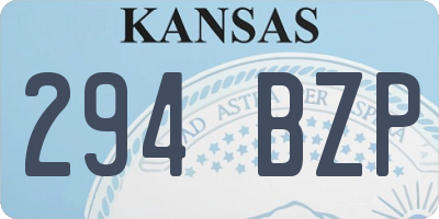 KS license plate 294BZP