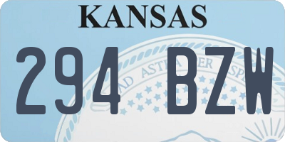 KS license plate 294BZW