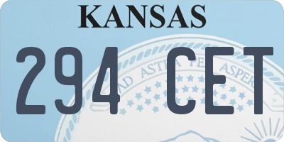 KS license plate 294CET