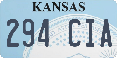 KS license plate 294CIA