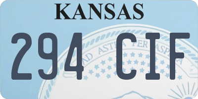 KS license plate 294CIF