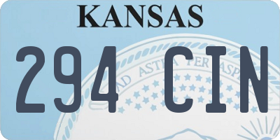 KS license plate 294CIN