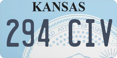 KS license plate 294CIV