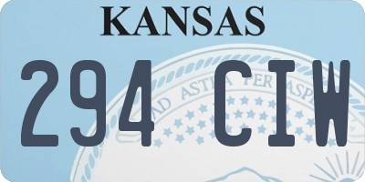 KS license plate 294CIW