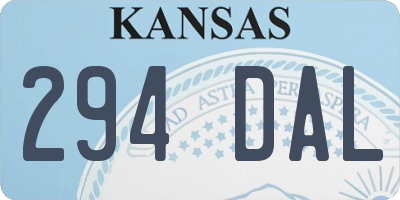 KS license plate 294DAL