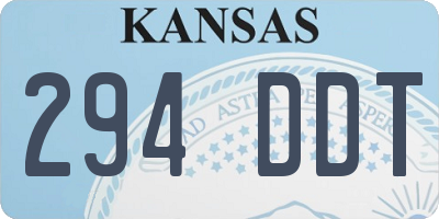KS license plate 294DDT