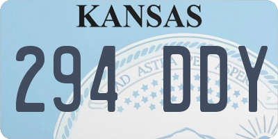 KS license plate 294DDY