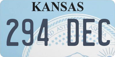 KS license plate 294DEC