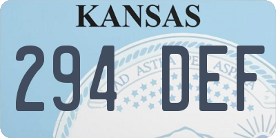 KS license plate 294DEF