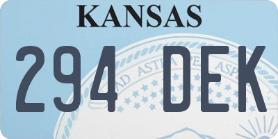 KS license plate 294DEK