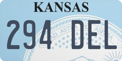 KS license plate 294DEL