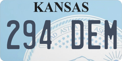 KS license plate 294DEM