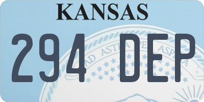KS license plate 294DEP